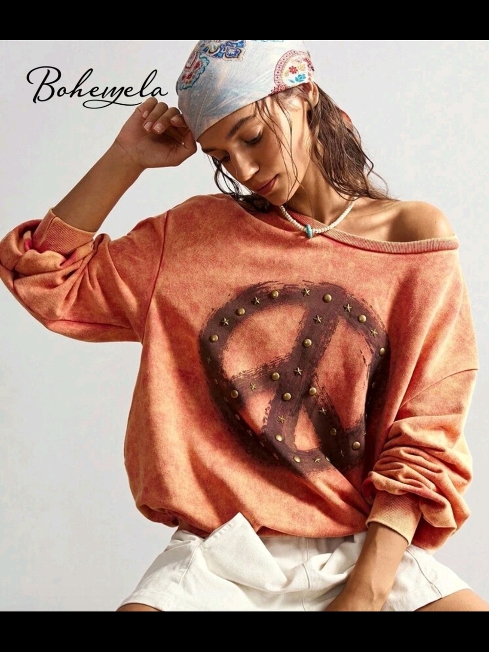 SHEIN BOHEMELA PEACE SWEATSHIRT SZ XL